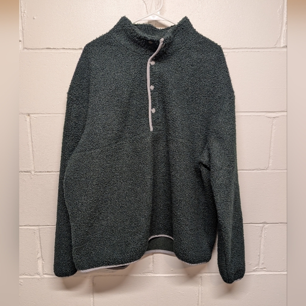 Old Navy Mens Boucle Sherpa Quarter Snap Pullover Sweater Green XL